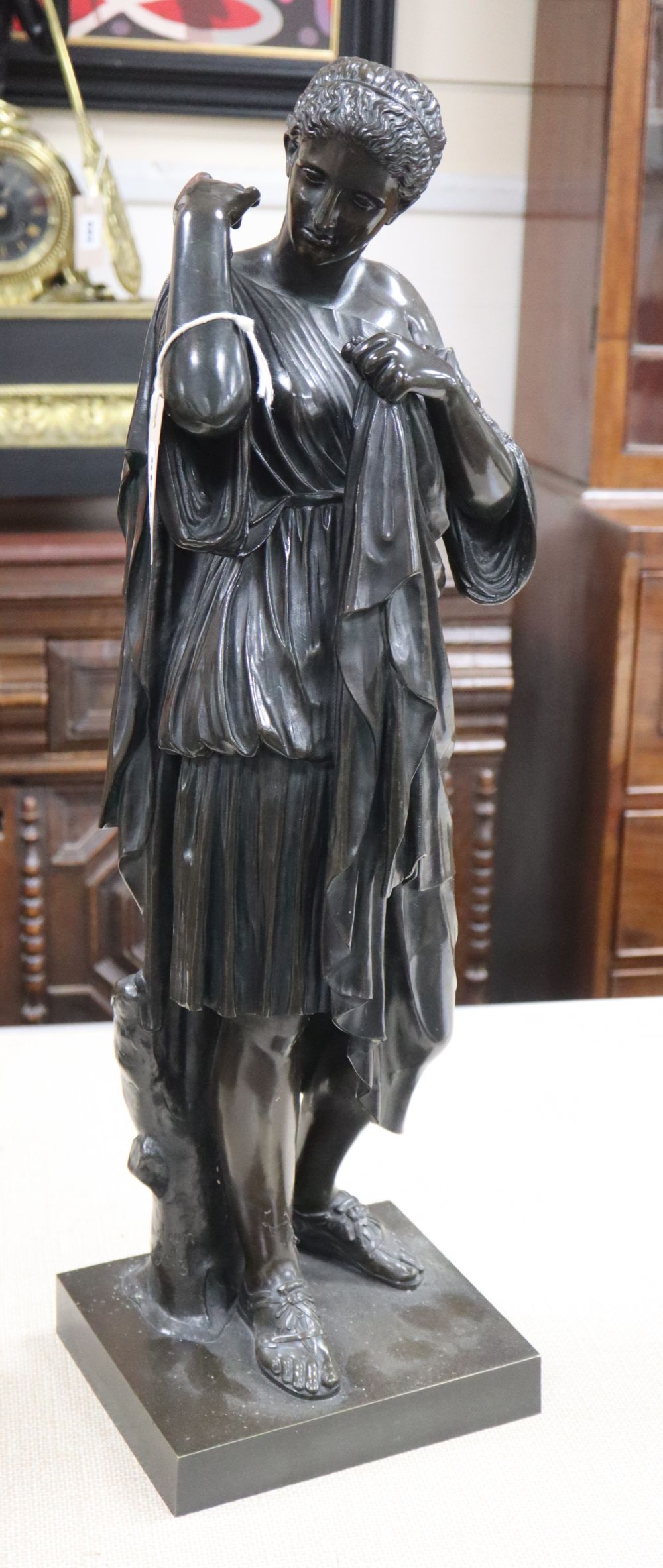 A French 19th century bronze figure of Diane de Gabies, the base signed Gautier Editeur, height 67cm